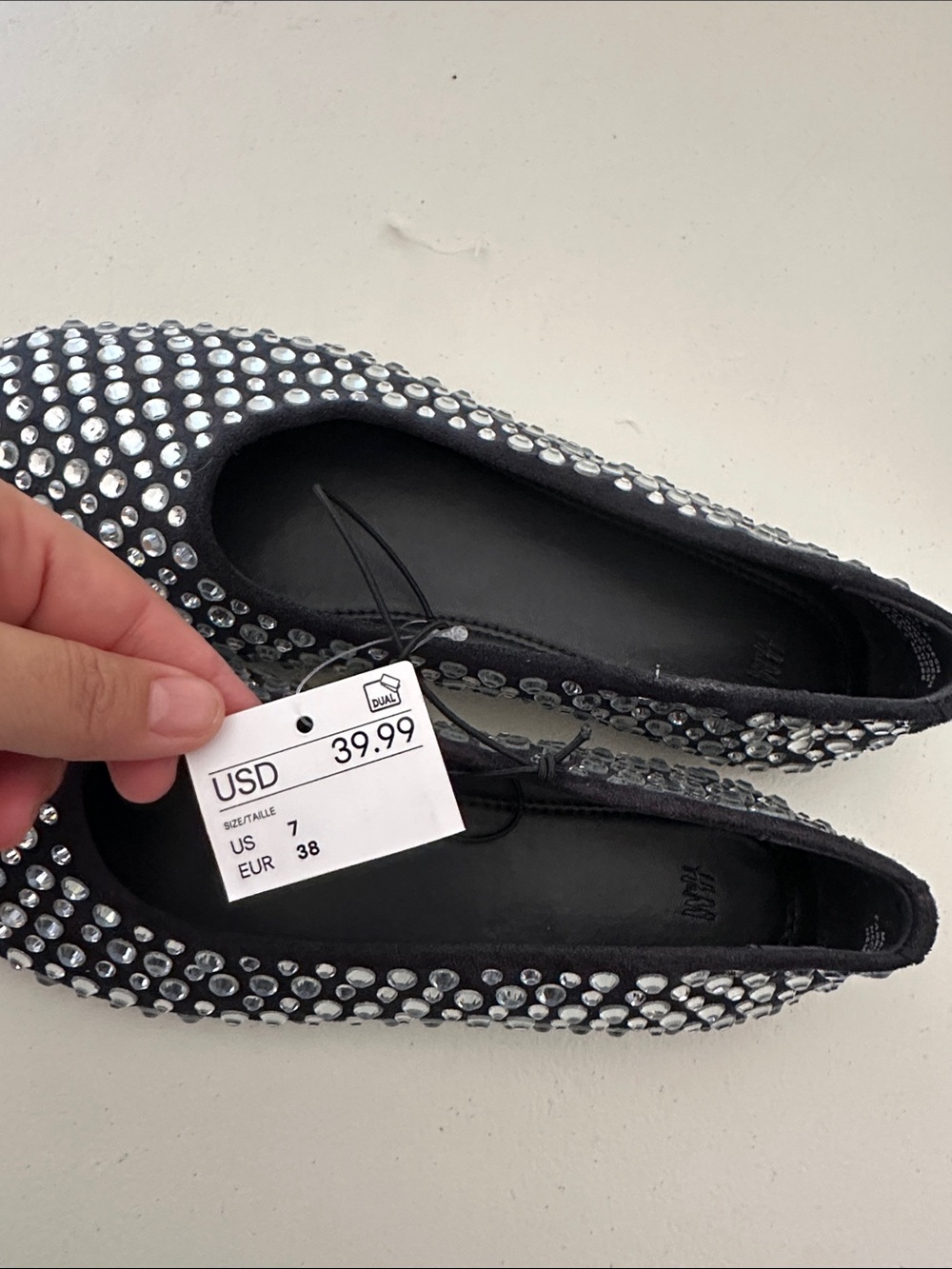 H&M Black Crystal-Studded Women's Ballet Flats - Picture 5 of 5